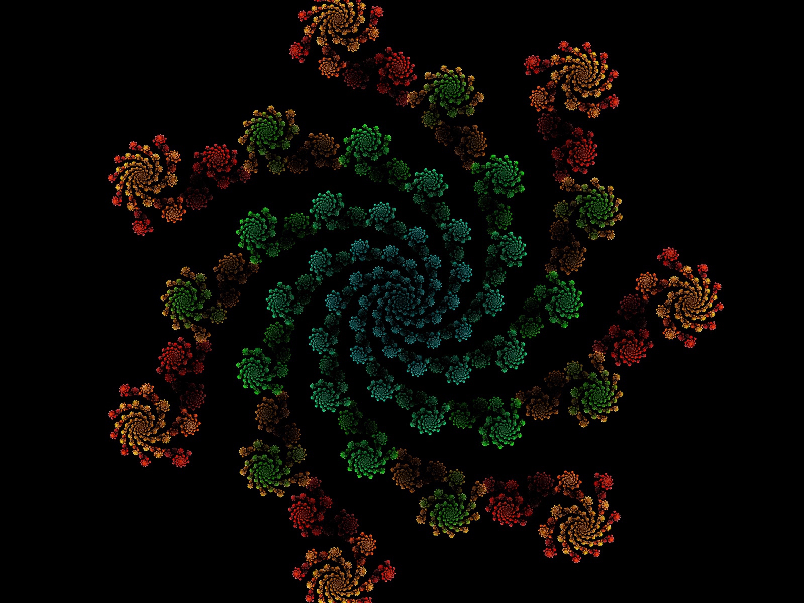 Узорный фрактальный рисунок на черном фоне