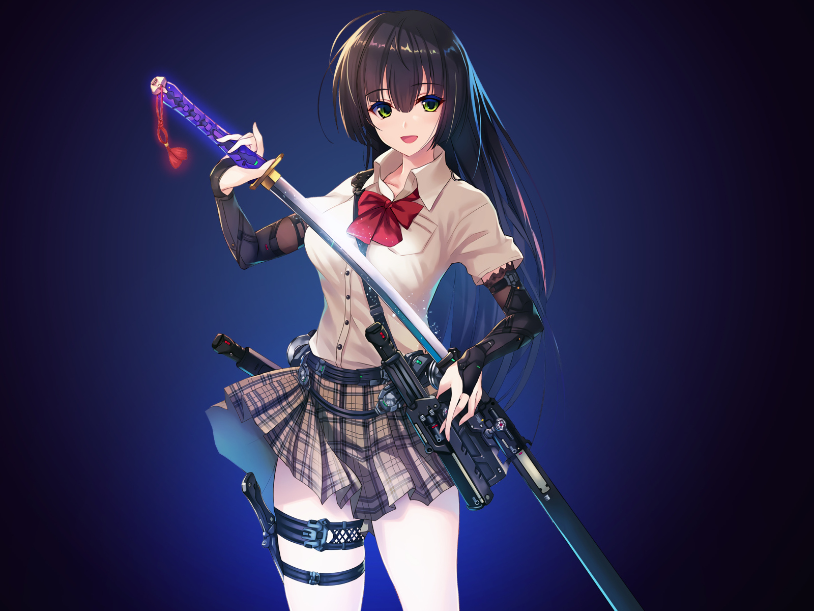 Anime girl with a samurai sword