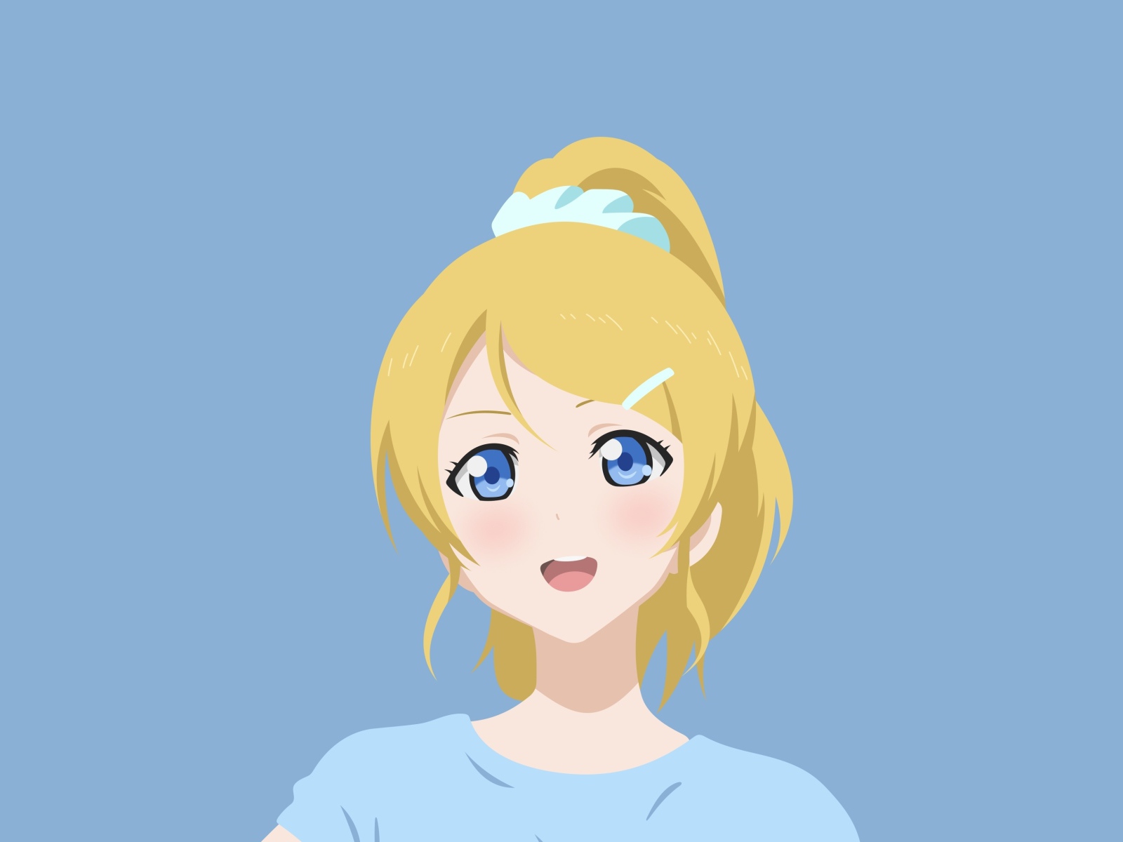 Голубоглазая девушка аниме с желтыми волосами