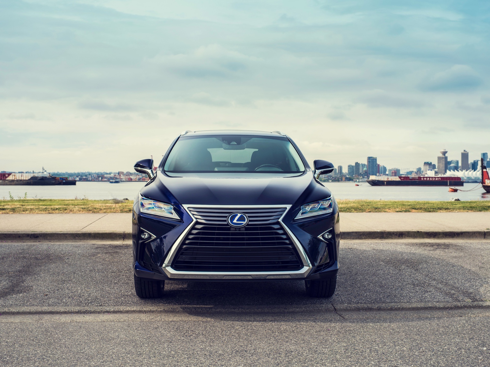 Черный автомобиль Lexus RX 450hL, 2018 года