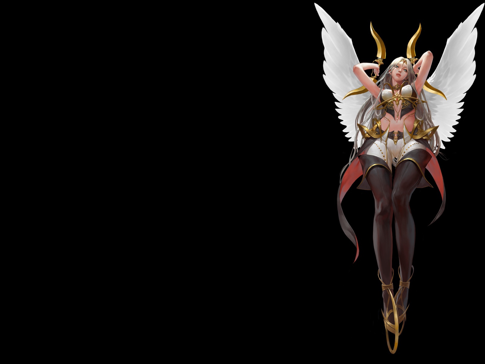 Angelic Warrior Girl on a Fantasy Black Background