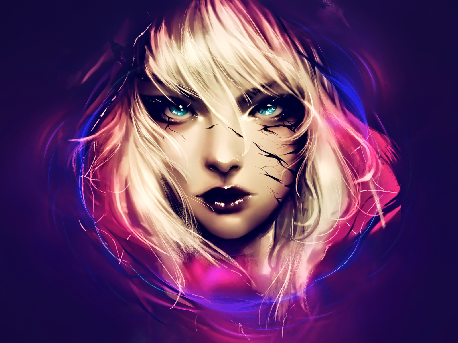 Фантастическая девушка с голубыми глазами, арт