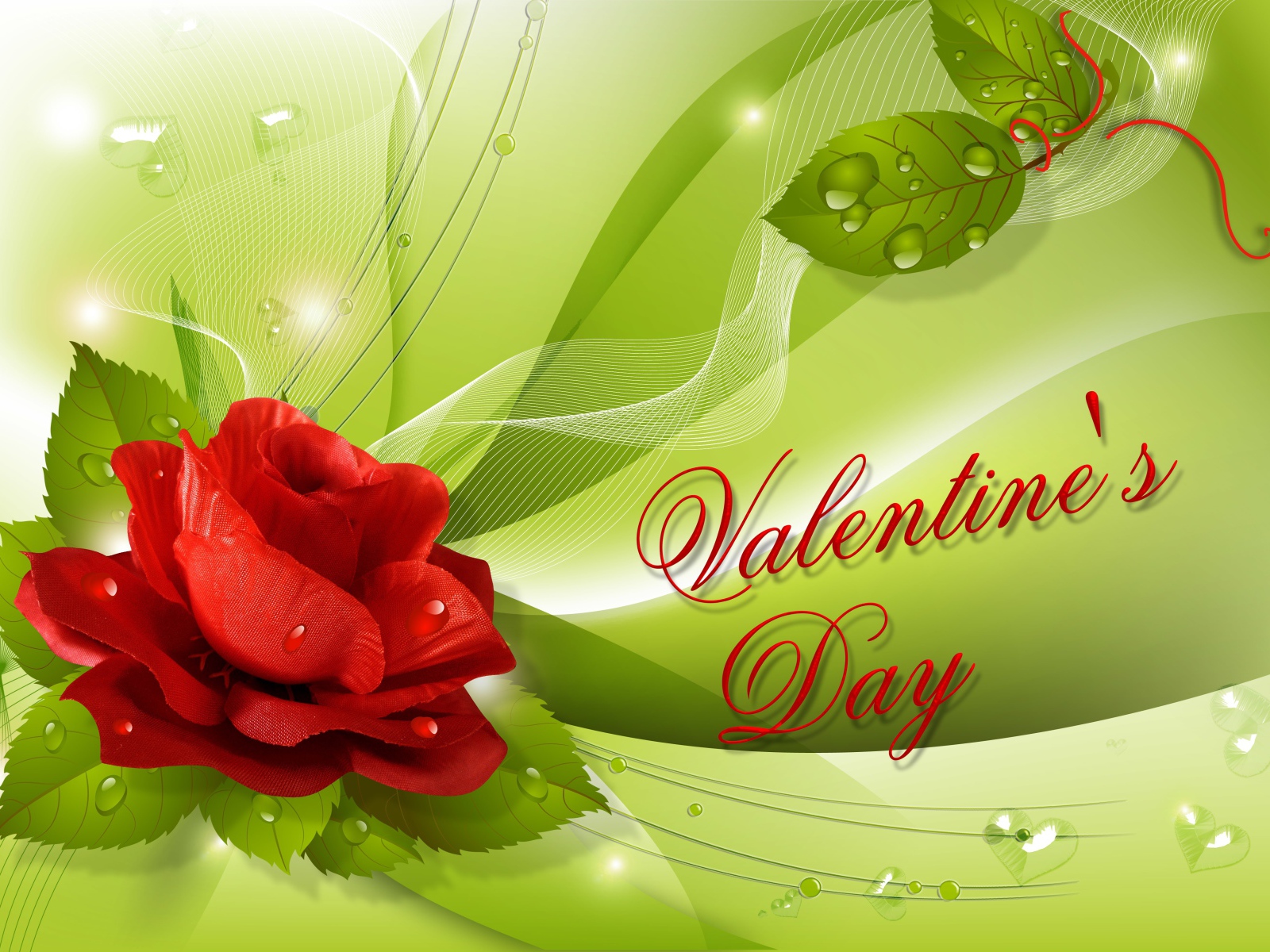 Графическая открытка с розой и надписью на день Святого Валентина