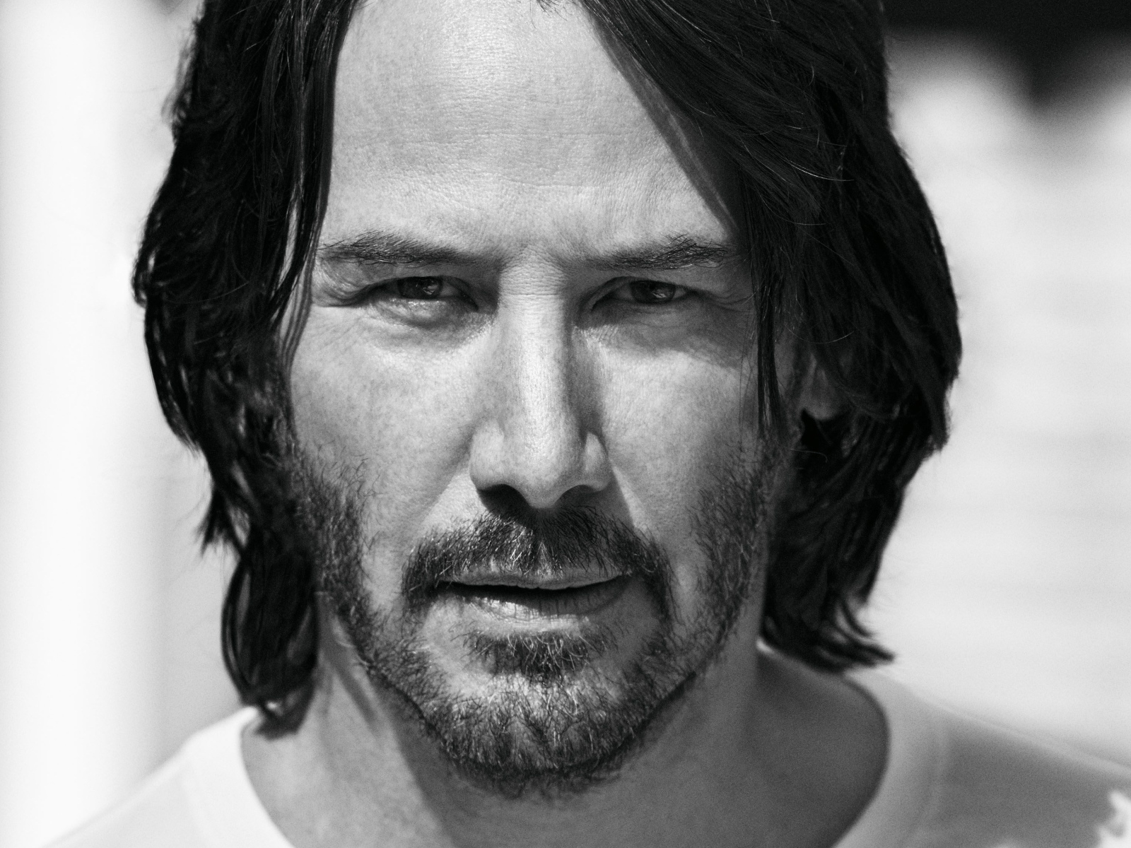 Популярный актер Киану Ривз черно-белое фото