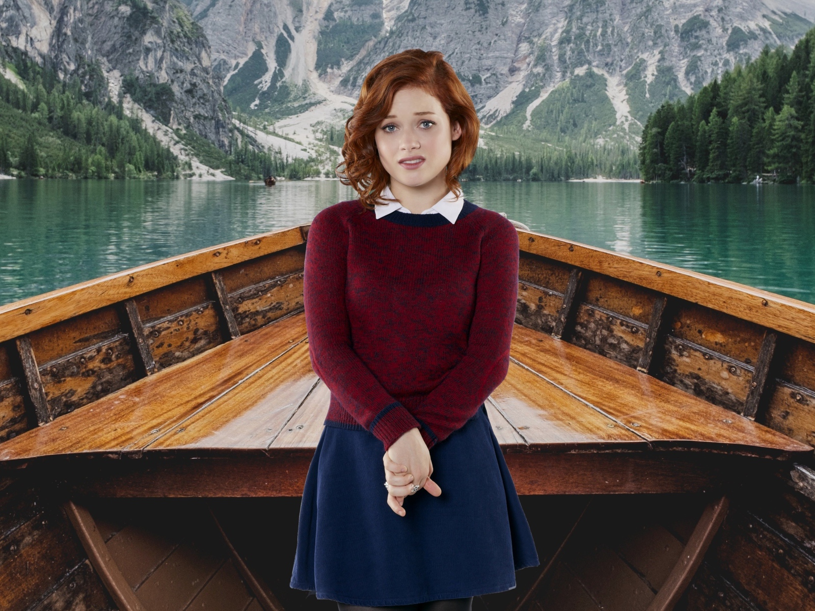 Американская актриса Джейн Леви в лодке