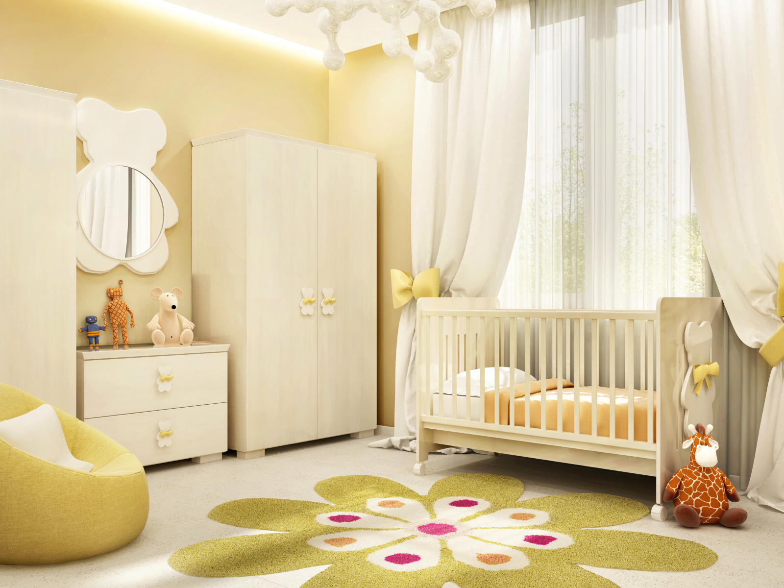 Красивая детская комната в пастельных тонах 