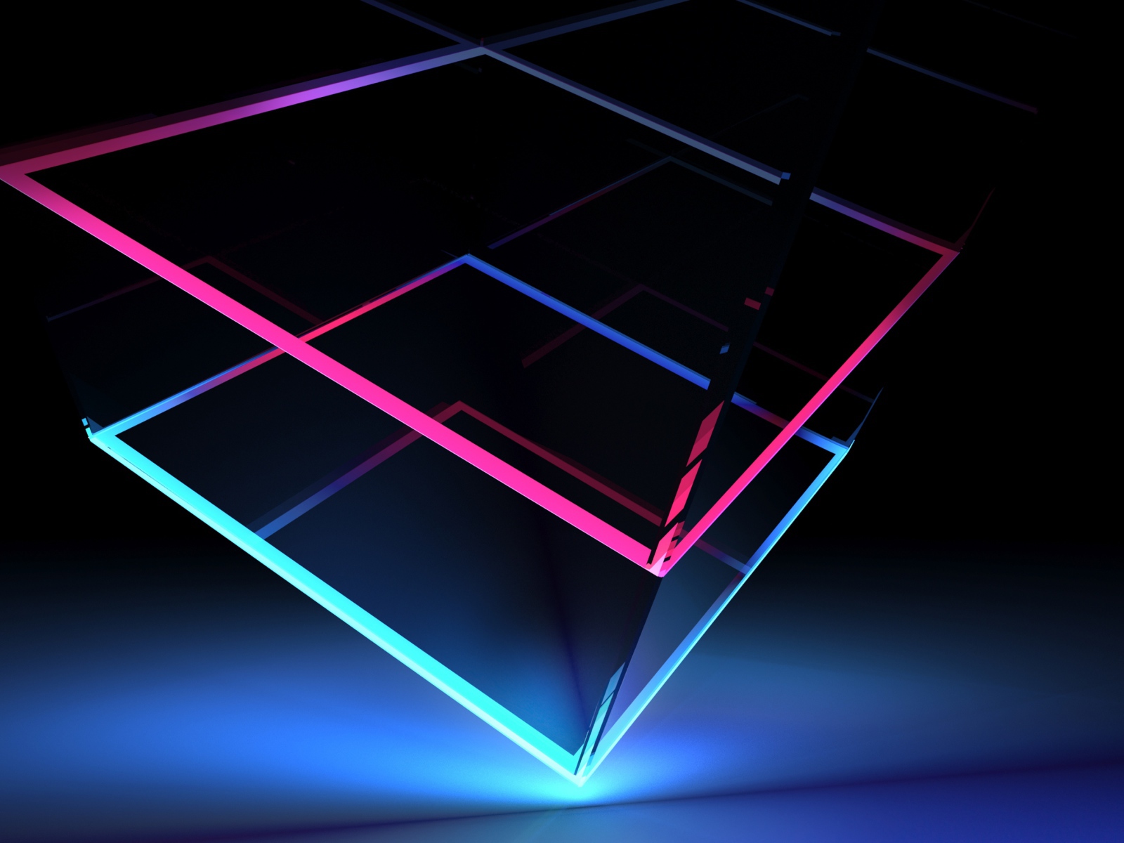 Неоновые 3д кубы на синем фоне
