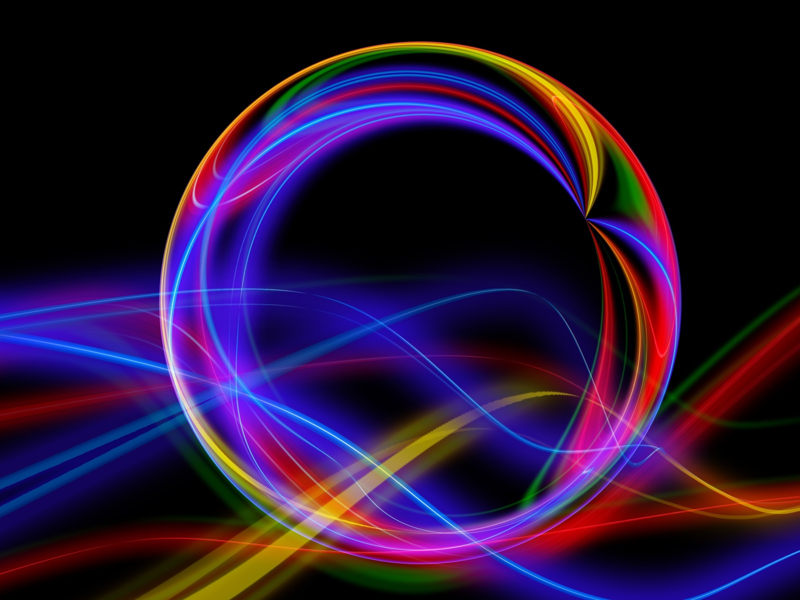 Разноцветная абстрактная сфера с волнами на черном фоне