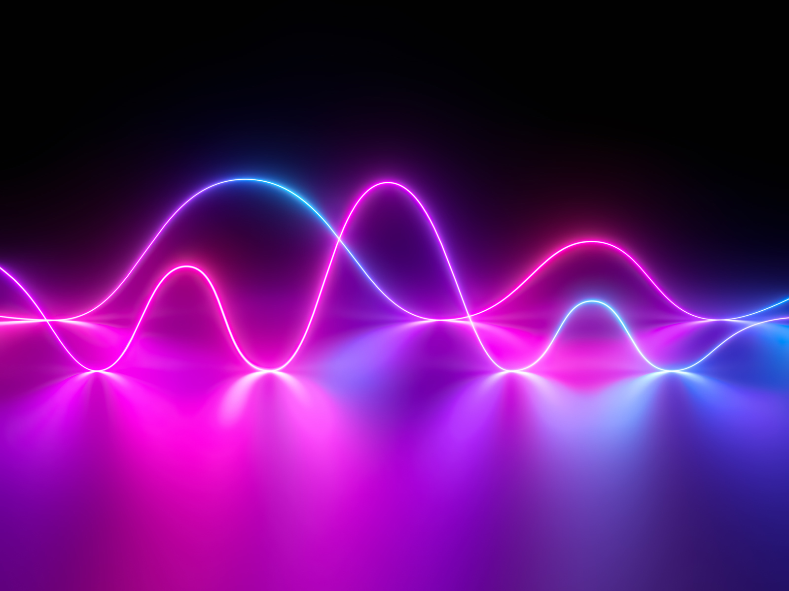 Неоновые волны на сиреневом фоне