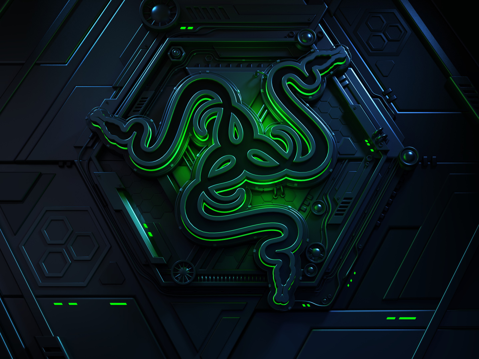 Логотип компании  Razer на черном фоне