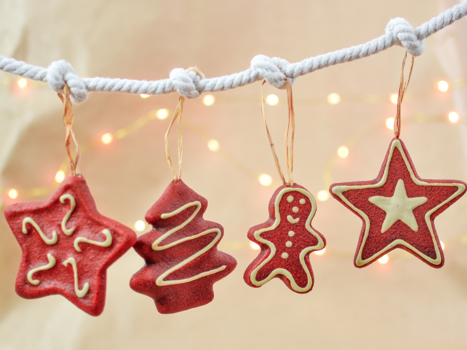 Новогоднее печенье на веревке 