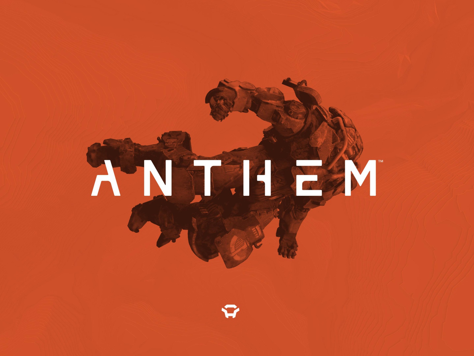 Логотип компьютерной игры Anthem, 2019 на оранжевом фоне