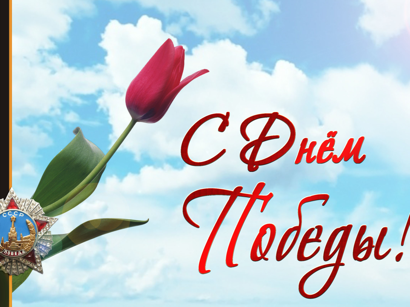 Звезда победы с  тюльпаном на праздник 9 мая