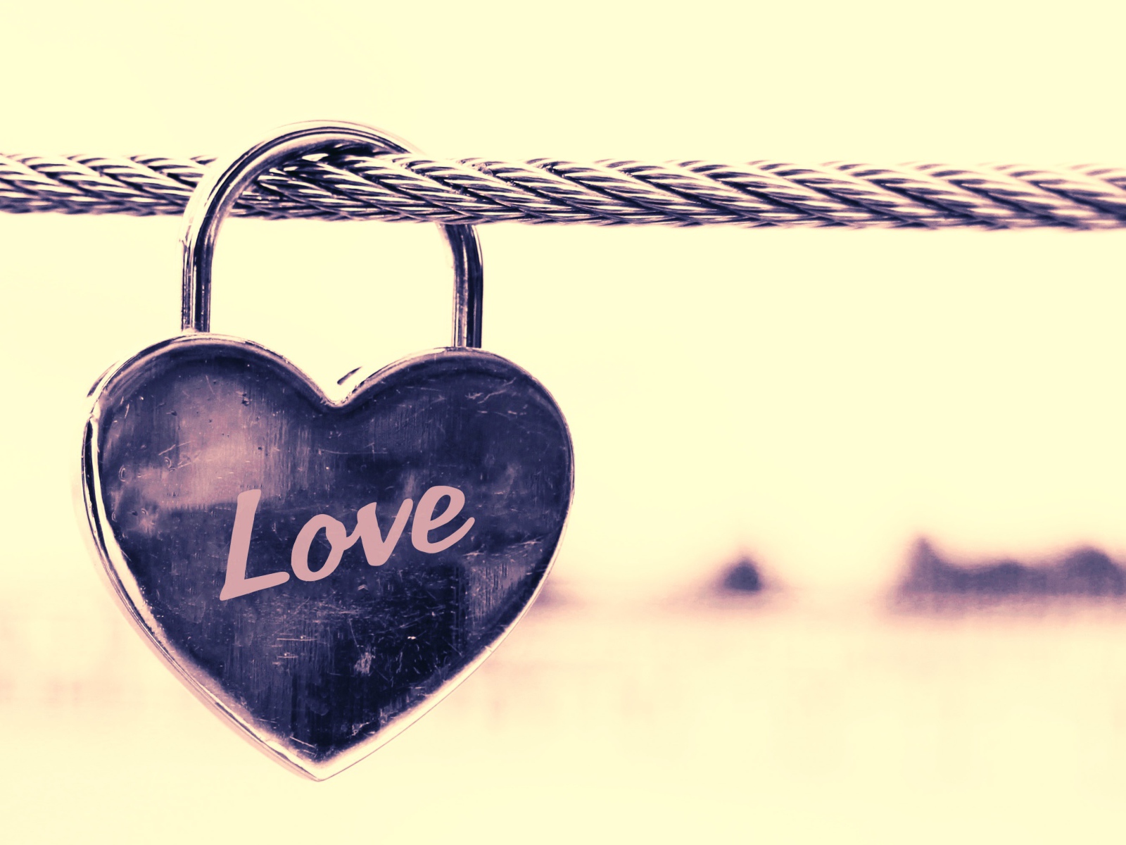 Замок в форме сердца на железном канате 