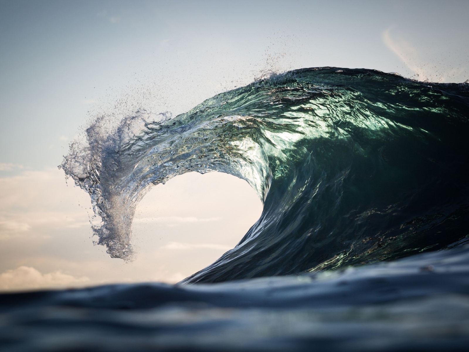 Белая волна поднимается в море