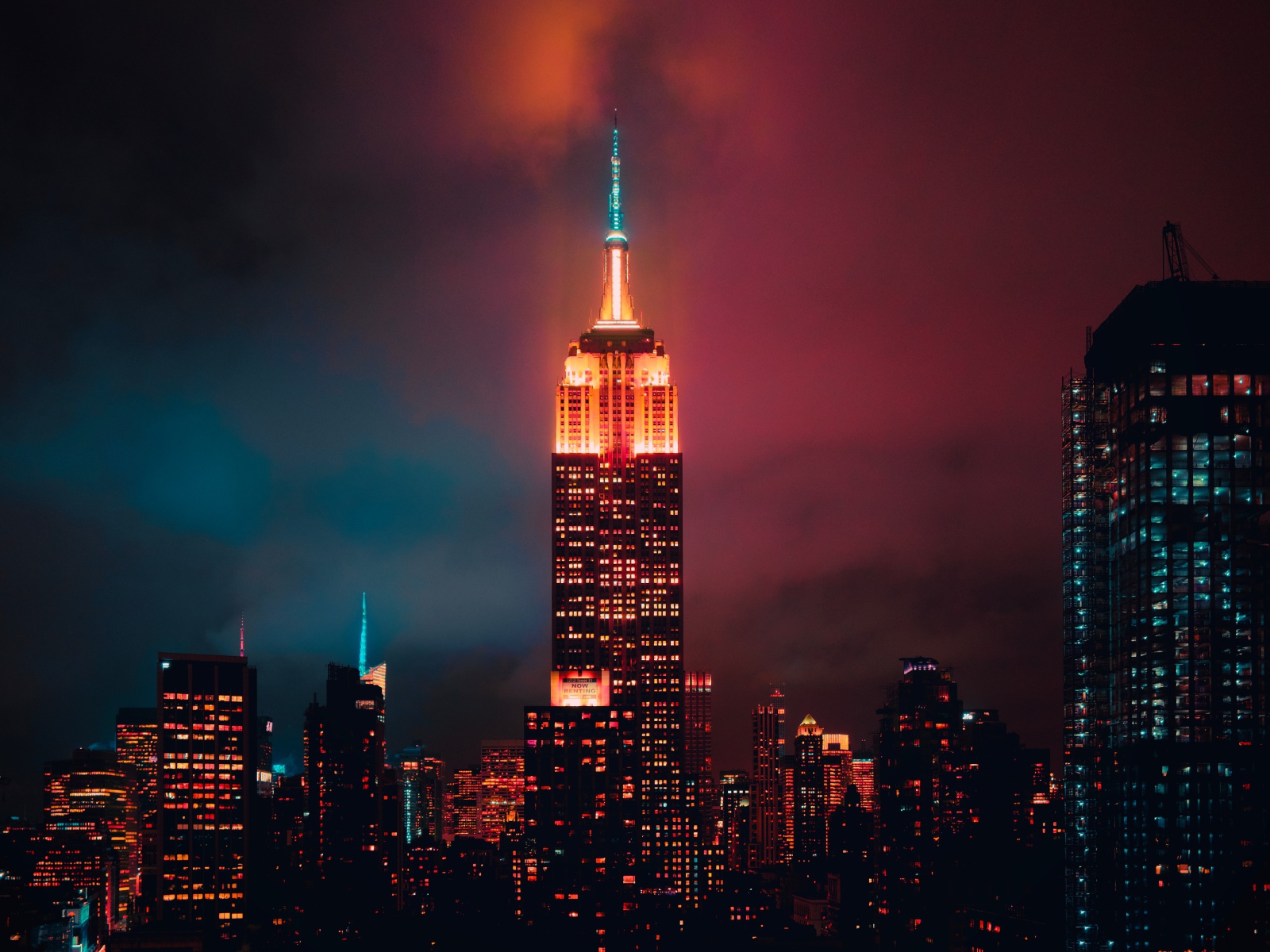 Empire State Building Skyscraper at night, Manhattan. USA
