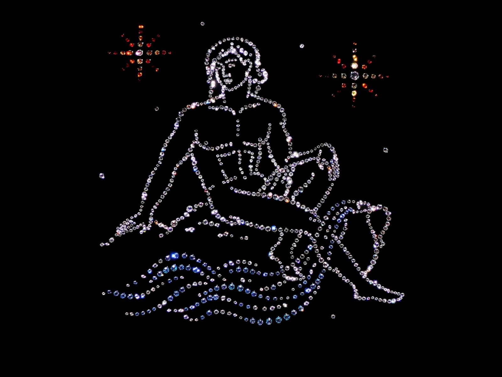 Блестящий знак зодиака водолей  на черном фоне