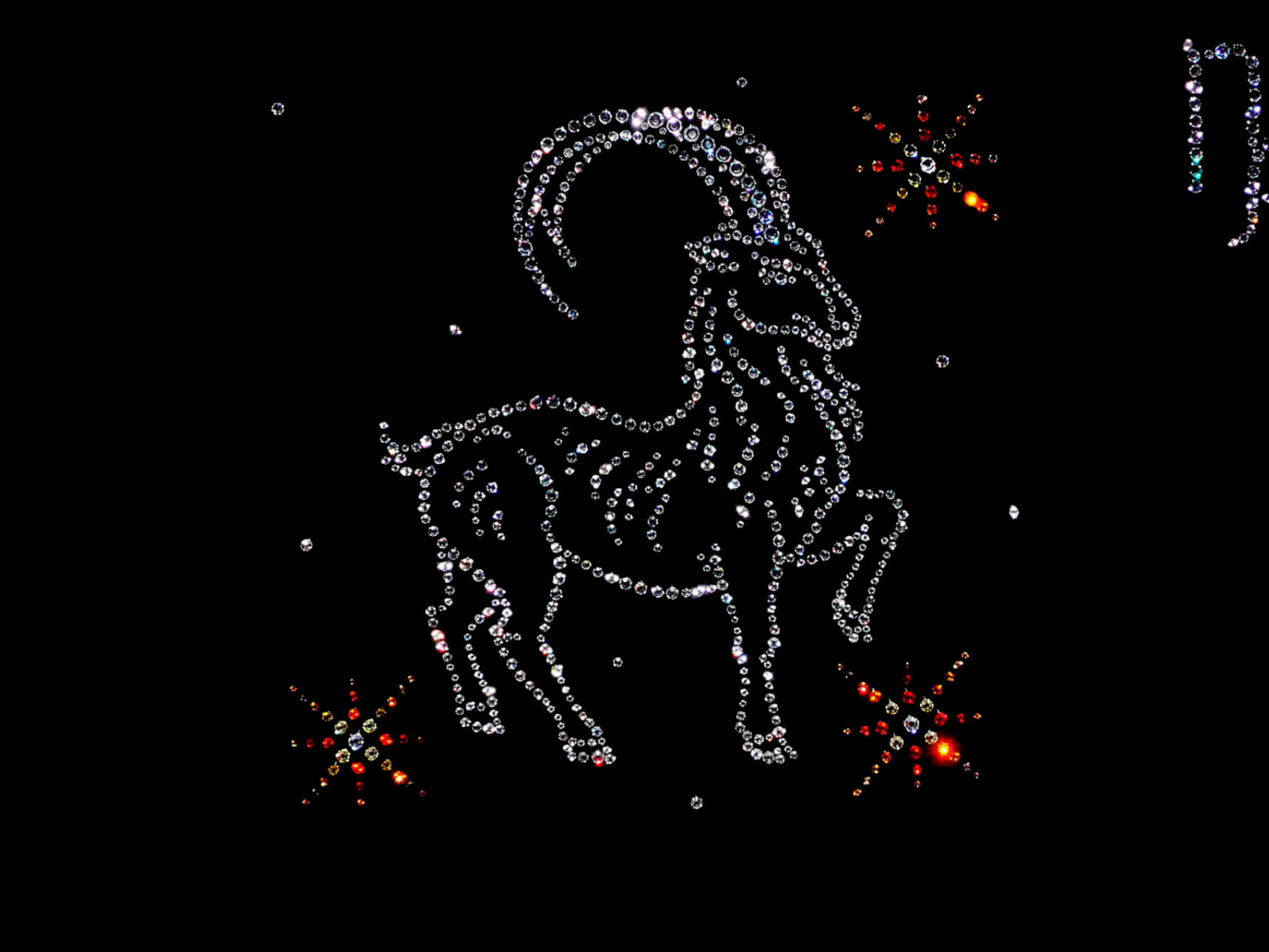 Блестящий знак зодиака козерог  на черном фоне