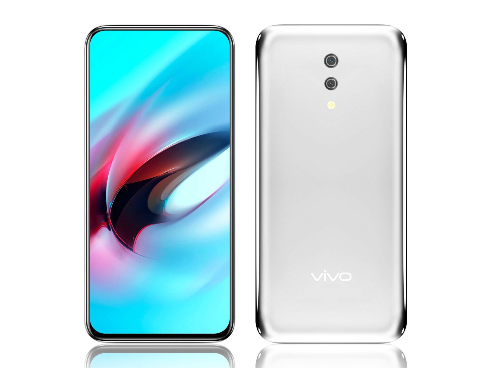 Смартфон Vivo APEX на белом фоне, 2019 года