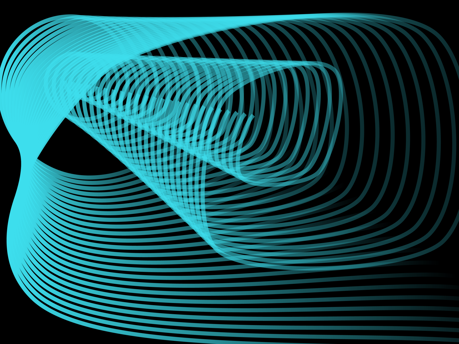 Голубые 3д волны на черном фоне 