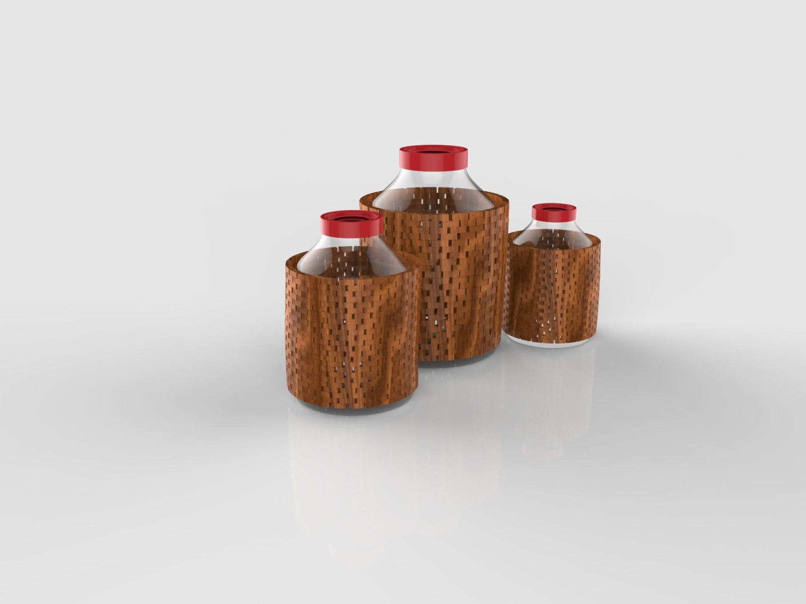 Стеклянные баллоны в деревянном каркасе 3д графика