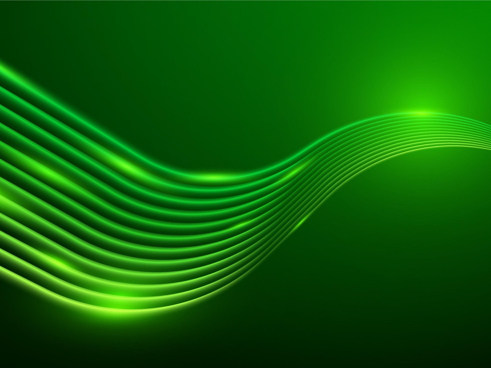 Зеленые неоновые волны на зеленом фоне