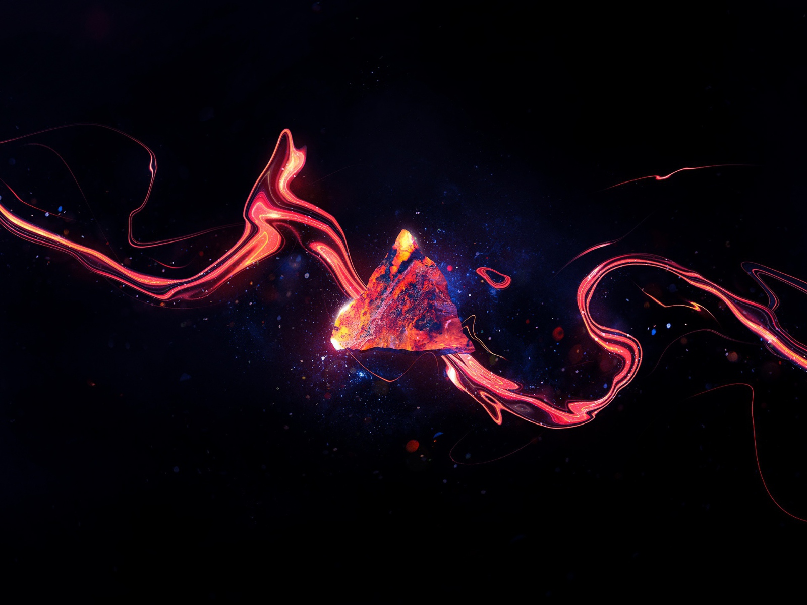 Треугольник из магмы на синем фоне