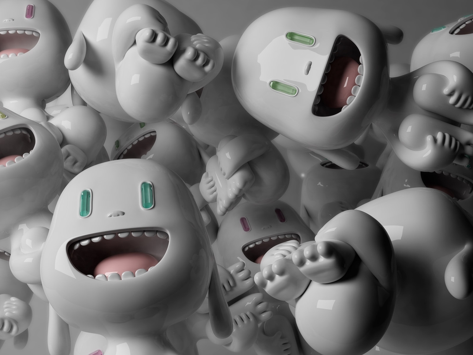 Много маленьких белых человечков 3д графика