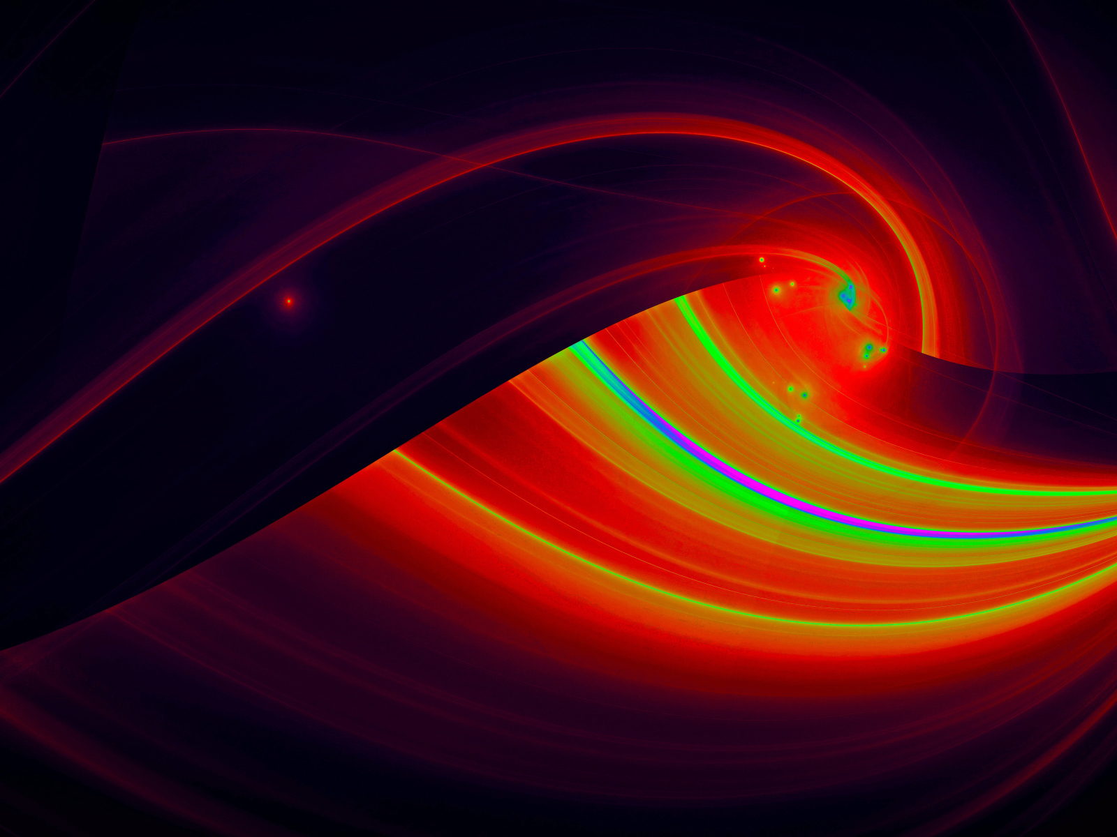 Разноцветные яркие абстрактные линии на фиолетовом фоне