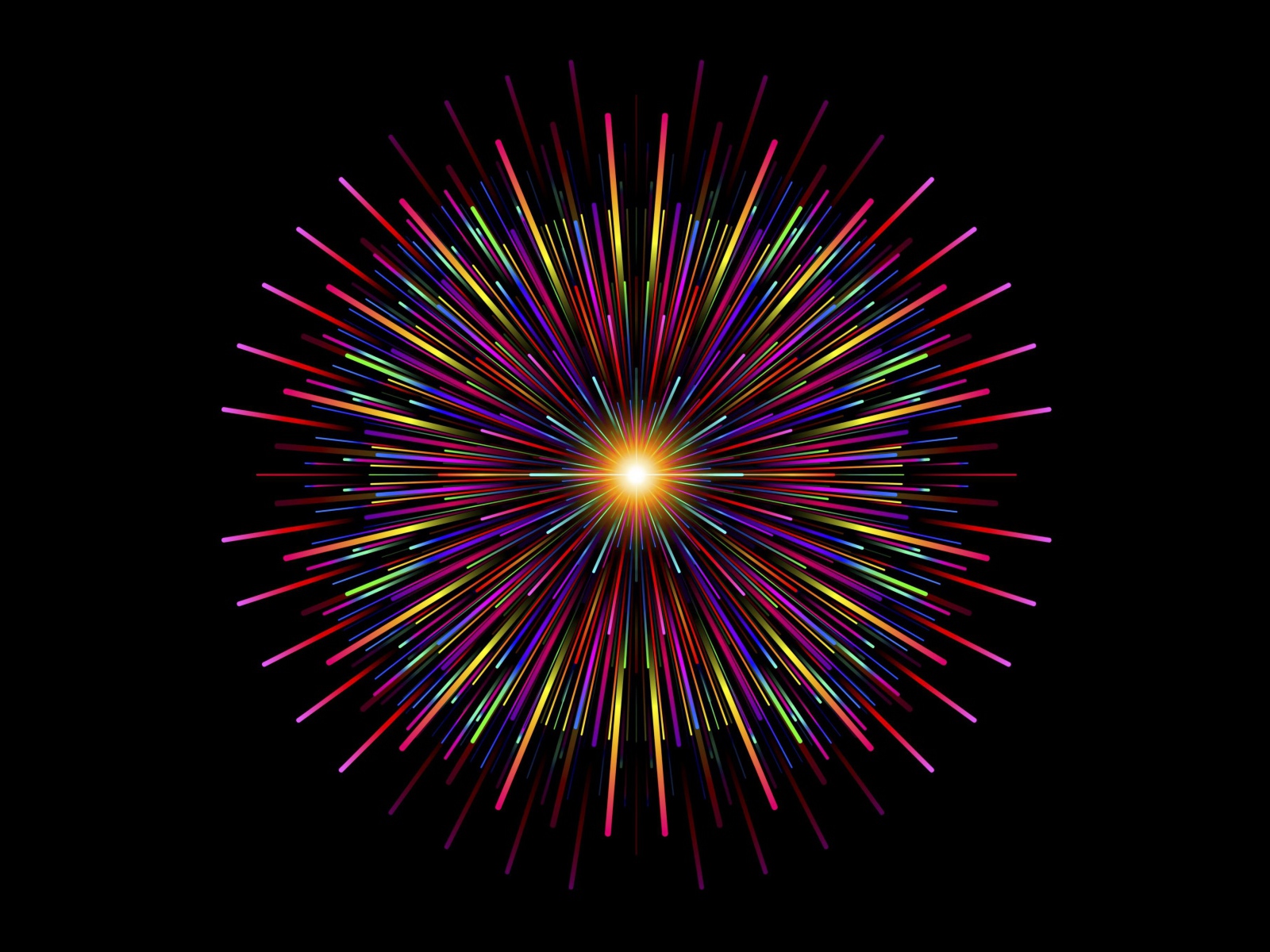 Разноцветный графический салют на черном фоне 