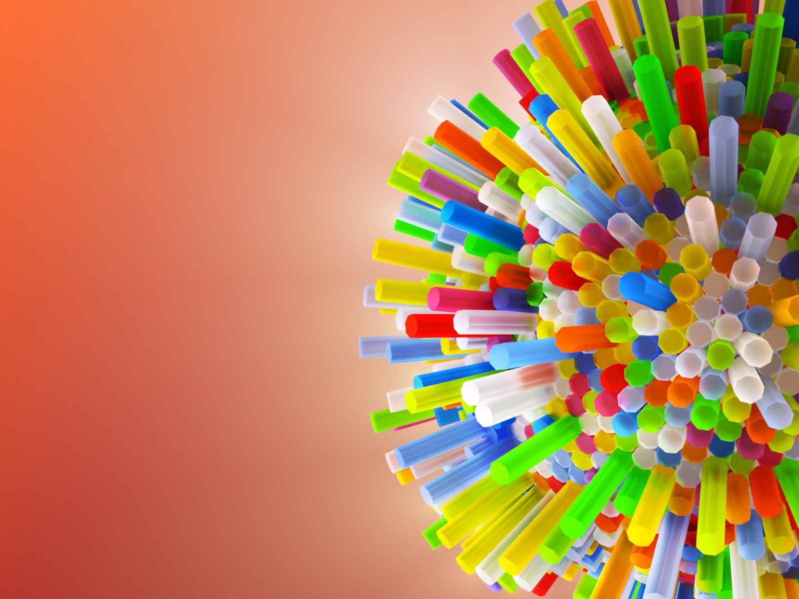 Разноцветные трубочки на розовом фоне