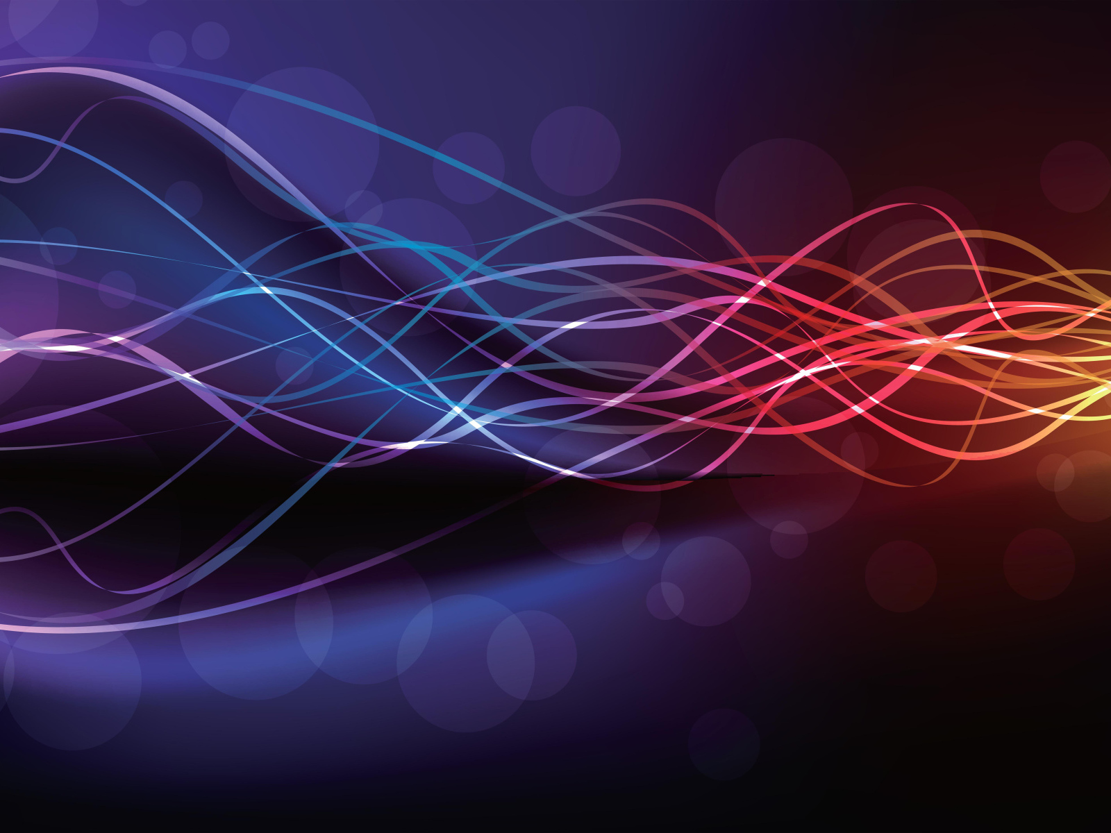 Тонкие неоновые волны на фиолетовом фоне 