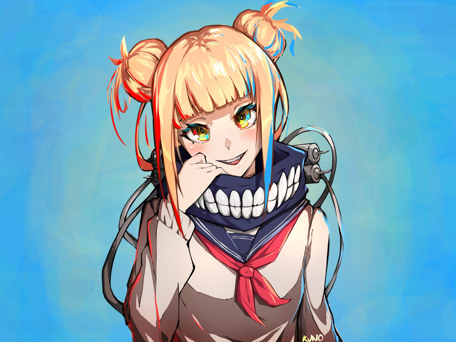 Девушка на голубом фоне аниме My Hero Academia Solo