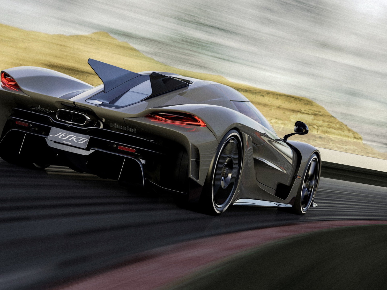 Быстрый автомобиль Koenigsegg Jesko Absolut 2020 года на трассе 