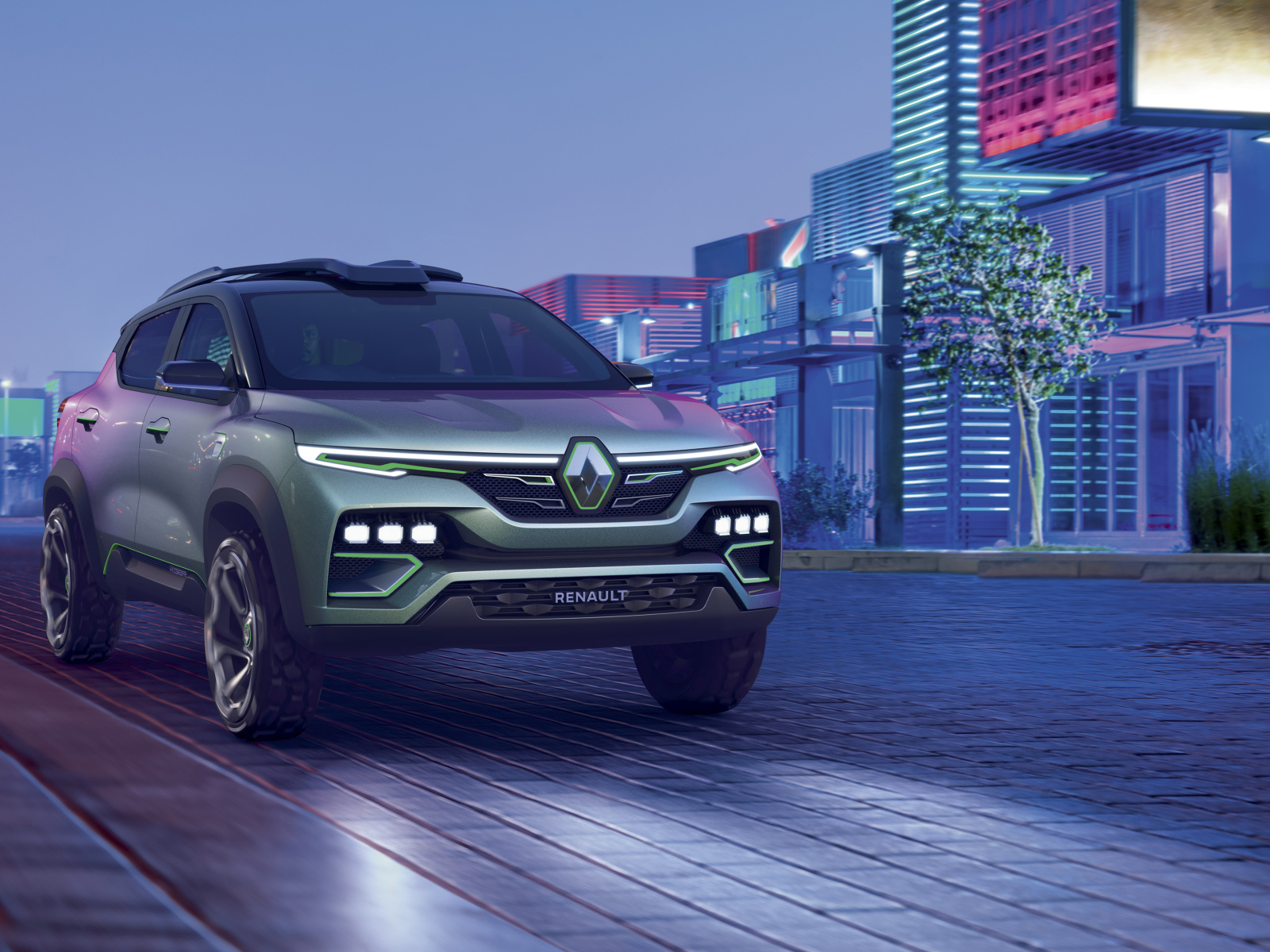Внедорожник Renault Kiger 2021 года ночью