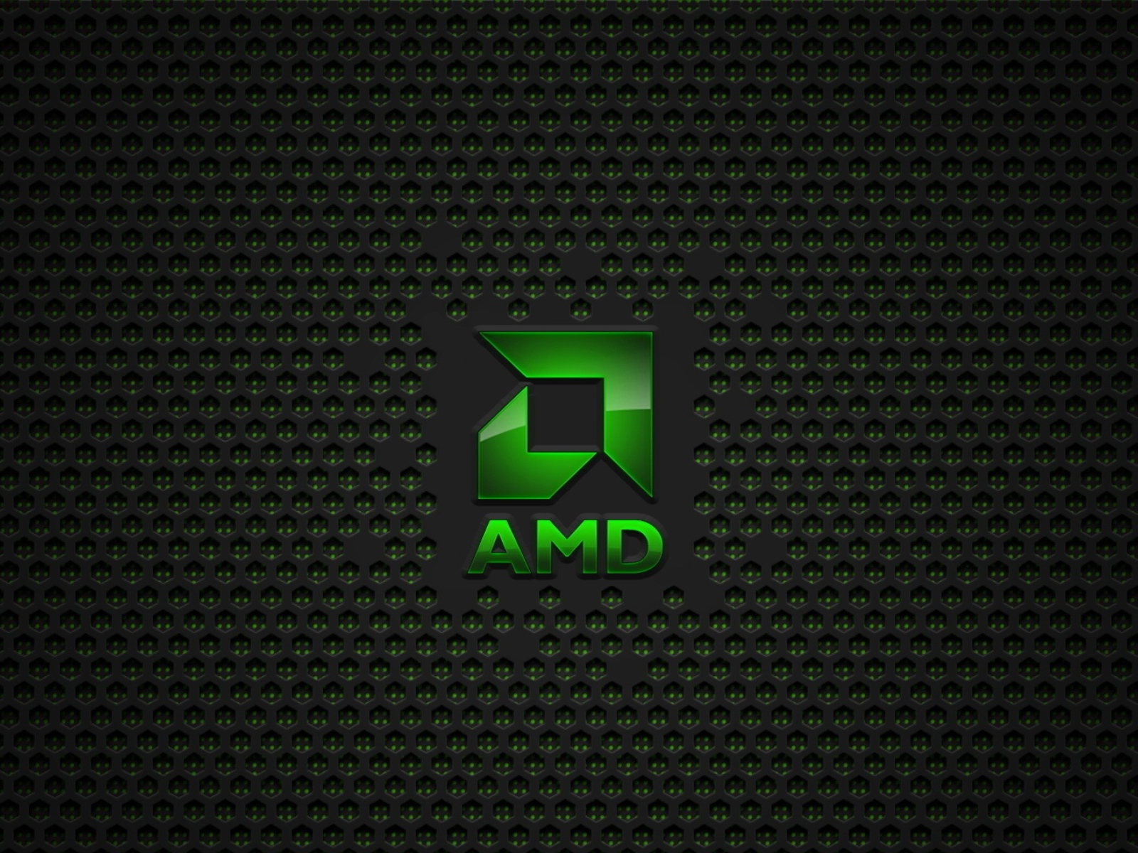 Зеленый значок AMD на сетчатом фоне
