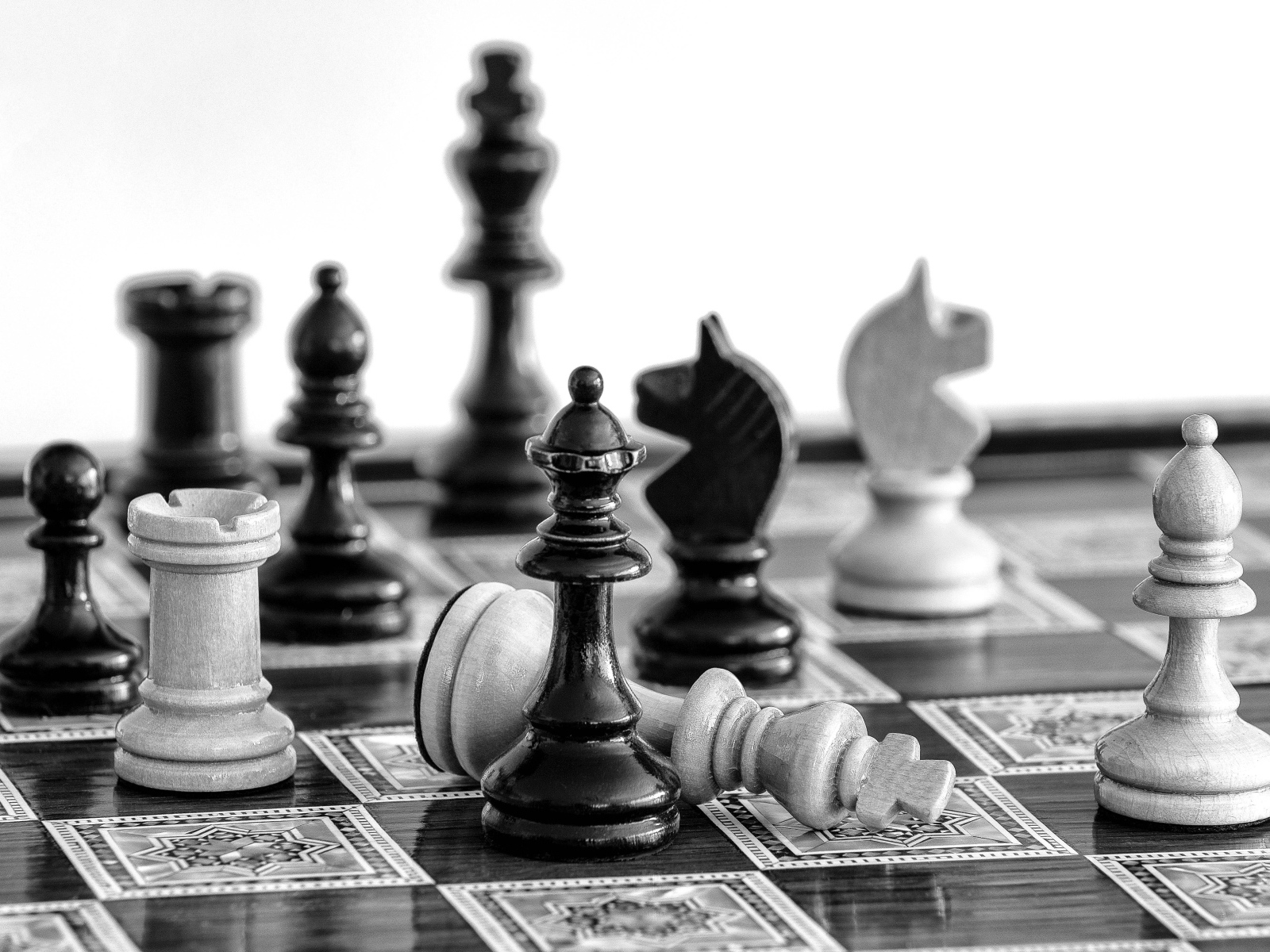 Wallpaper Desktop Black And White Chess Background Backgrounds