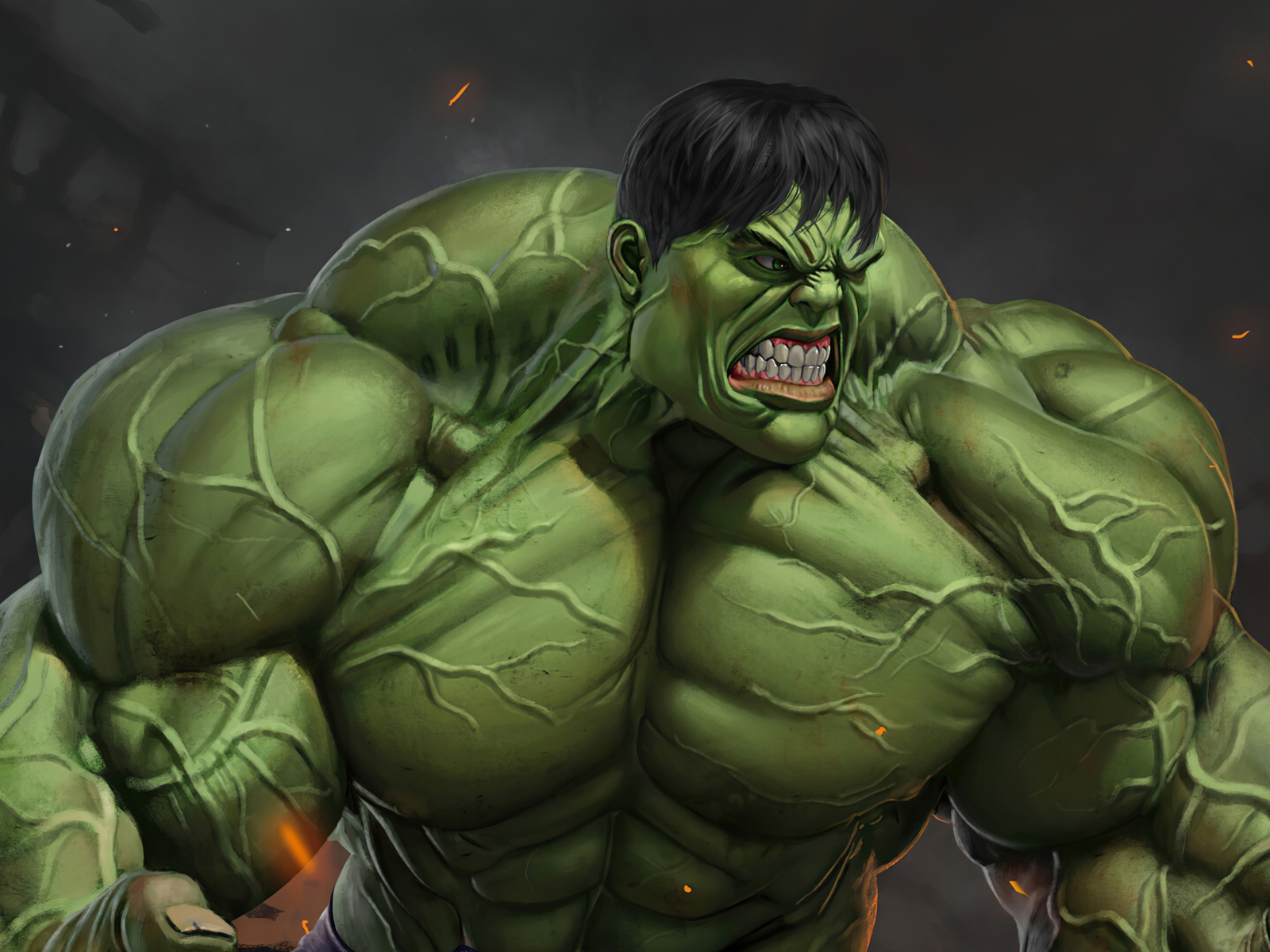 The enraged green hulk goes on the attack