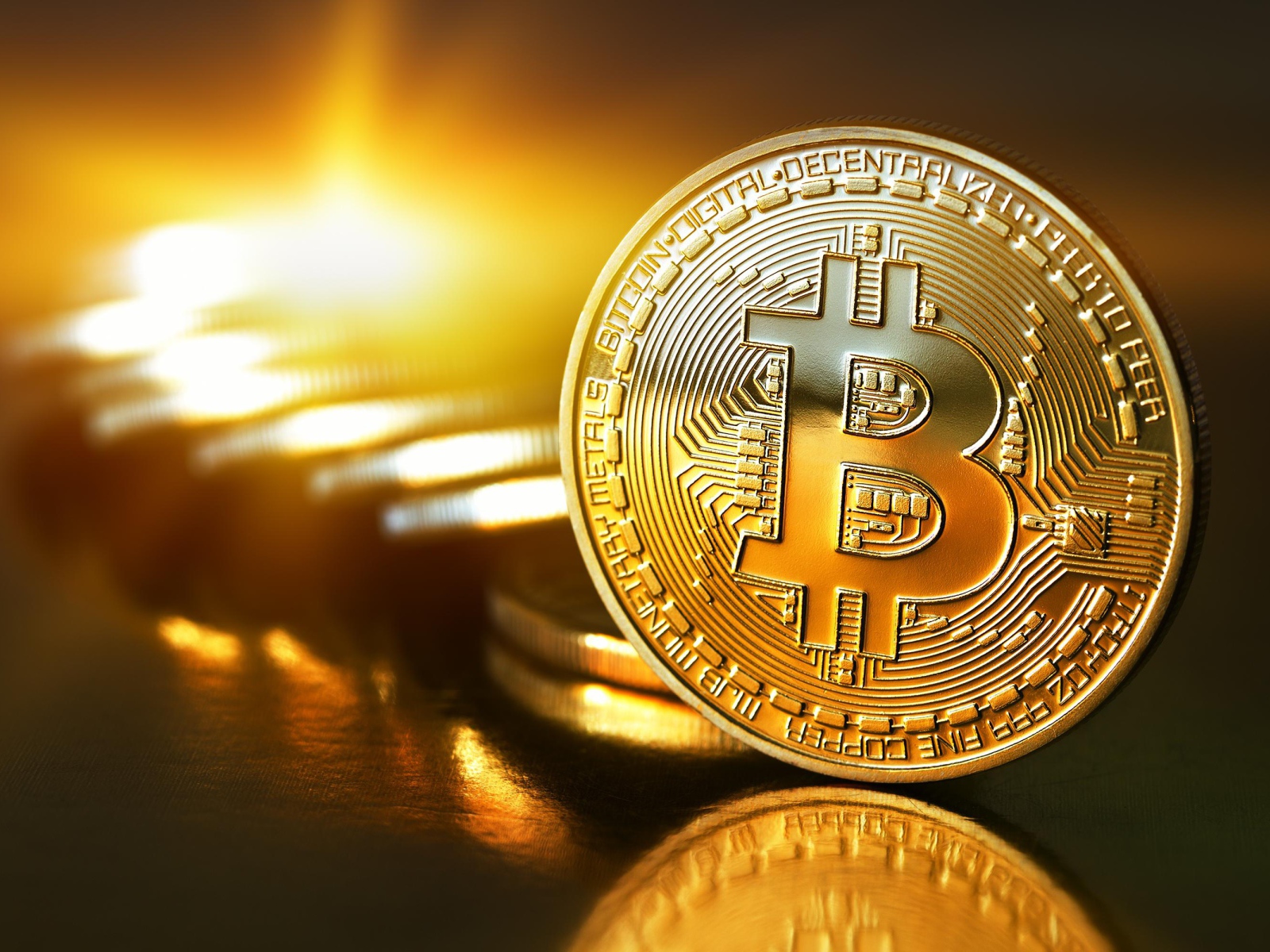 Bitcoin precious coin close-up