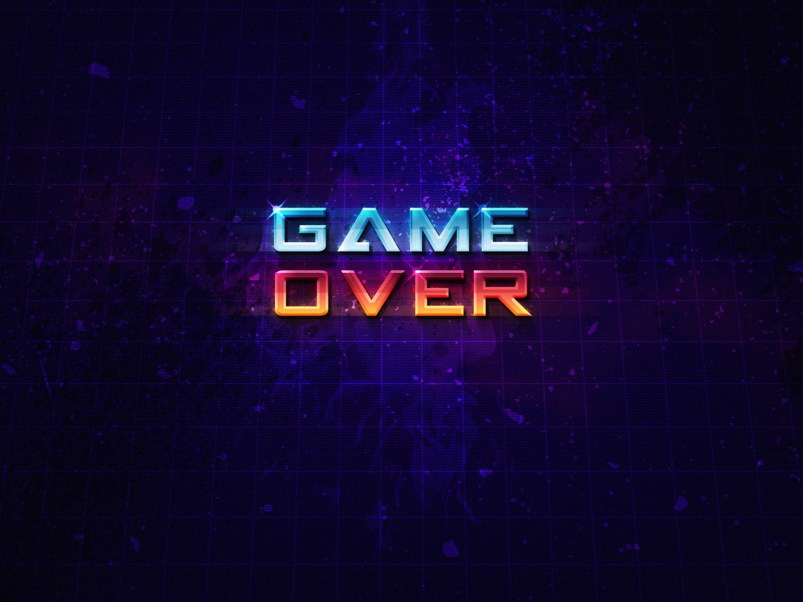 Неоновая надпись  Game Over на синем фоне