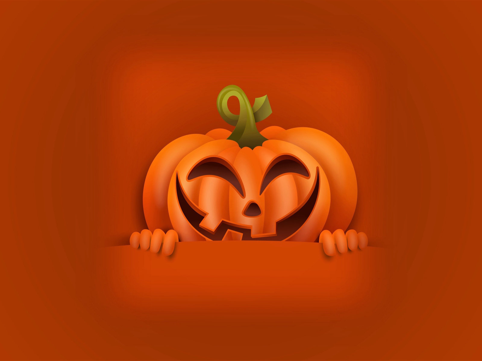 Улыбающаяся тыква на оранжевом фоне на Хэллоуин