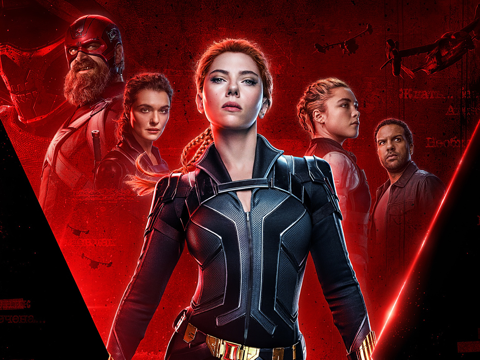 Poster with the characters of the movie Black Widow, 2020