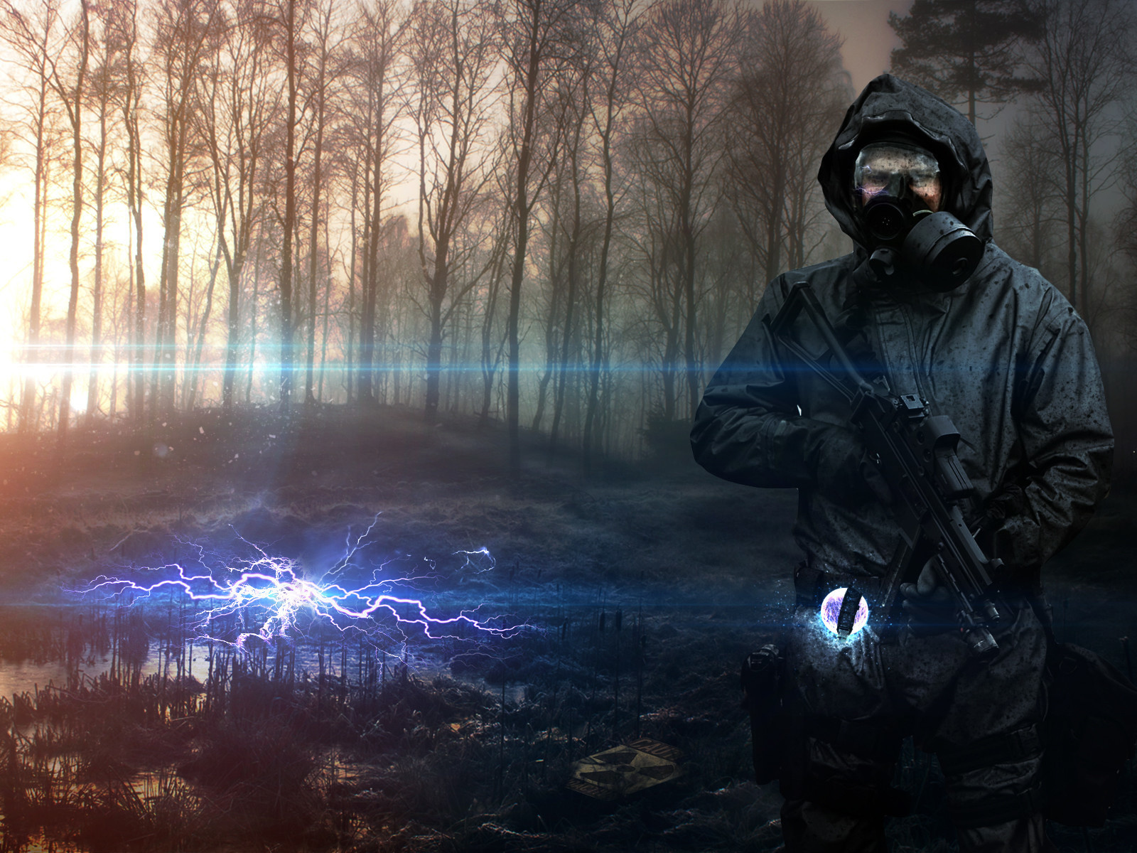 Мужчина в противогазе во время пандемии 