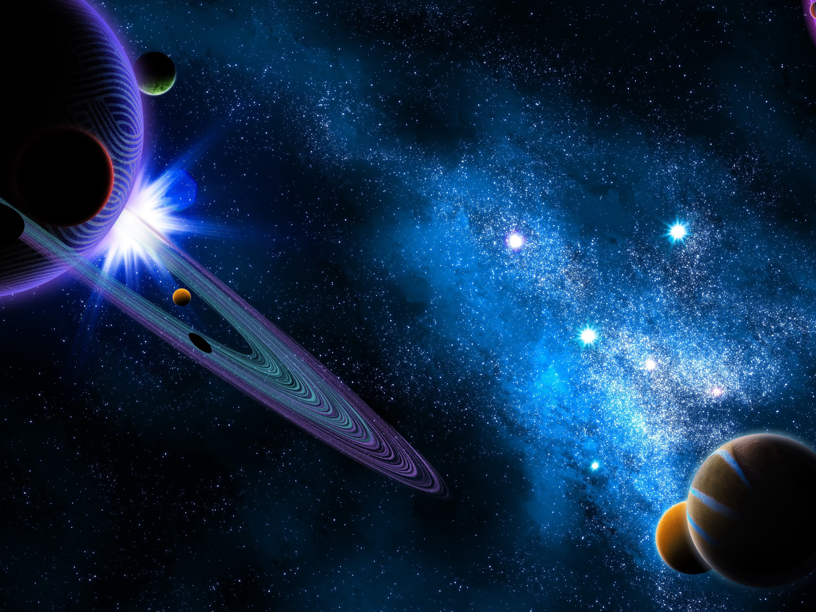 Планеты солнечной системы в космосе с млечным путем