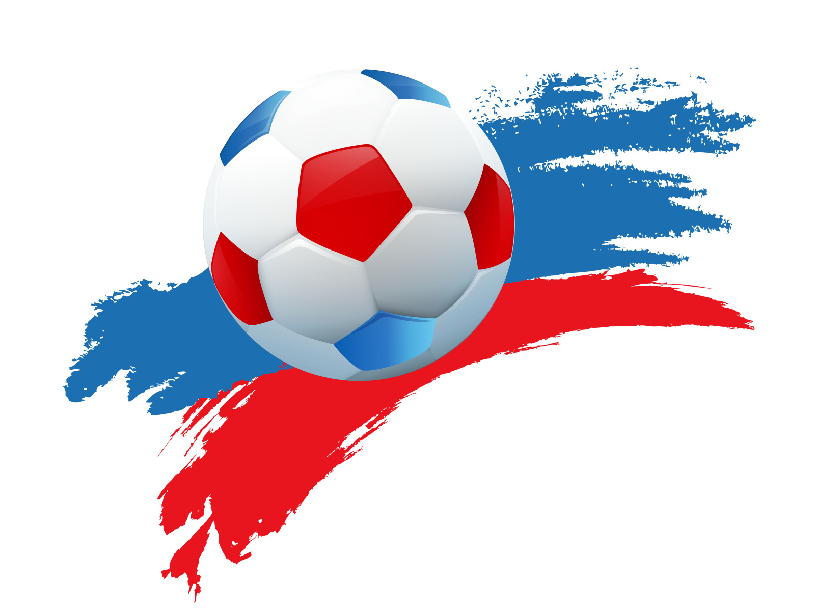 Футбольный мяч на фоне российского флага 