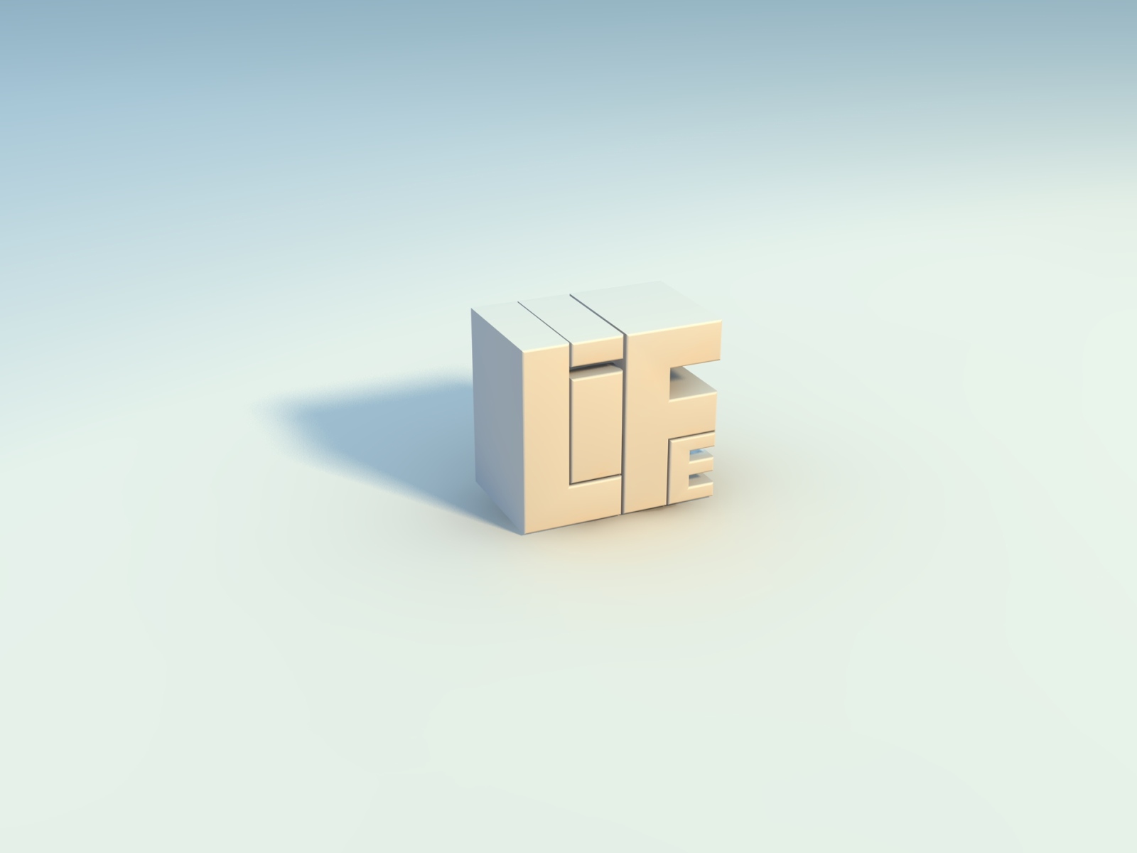 Белая геометрическая фигура 3д на голубом фоне