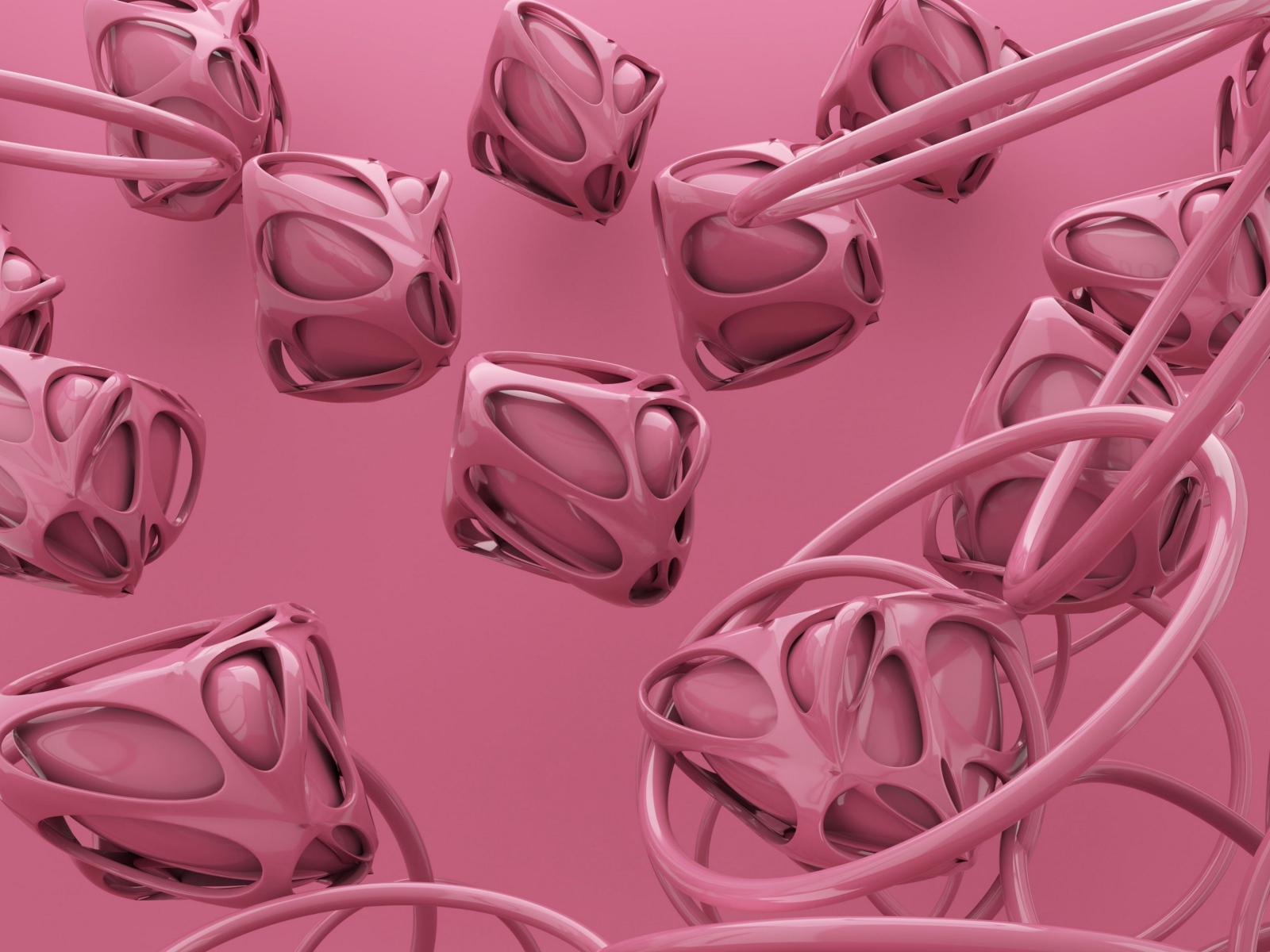 Абстрактные розовые квадраты с кольцами 