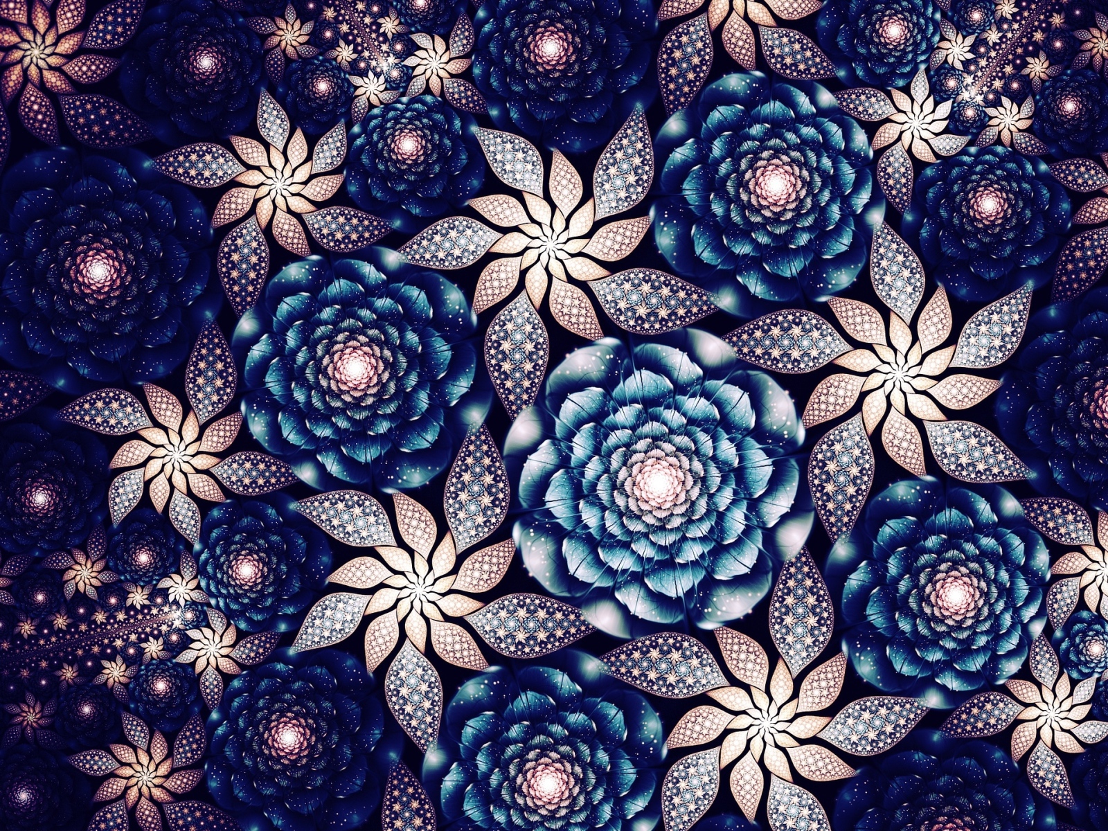 Красивые абстрактные цветы с неоновым свечением