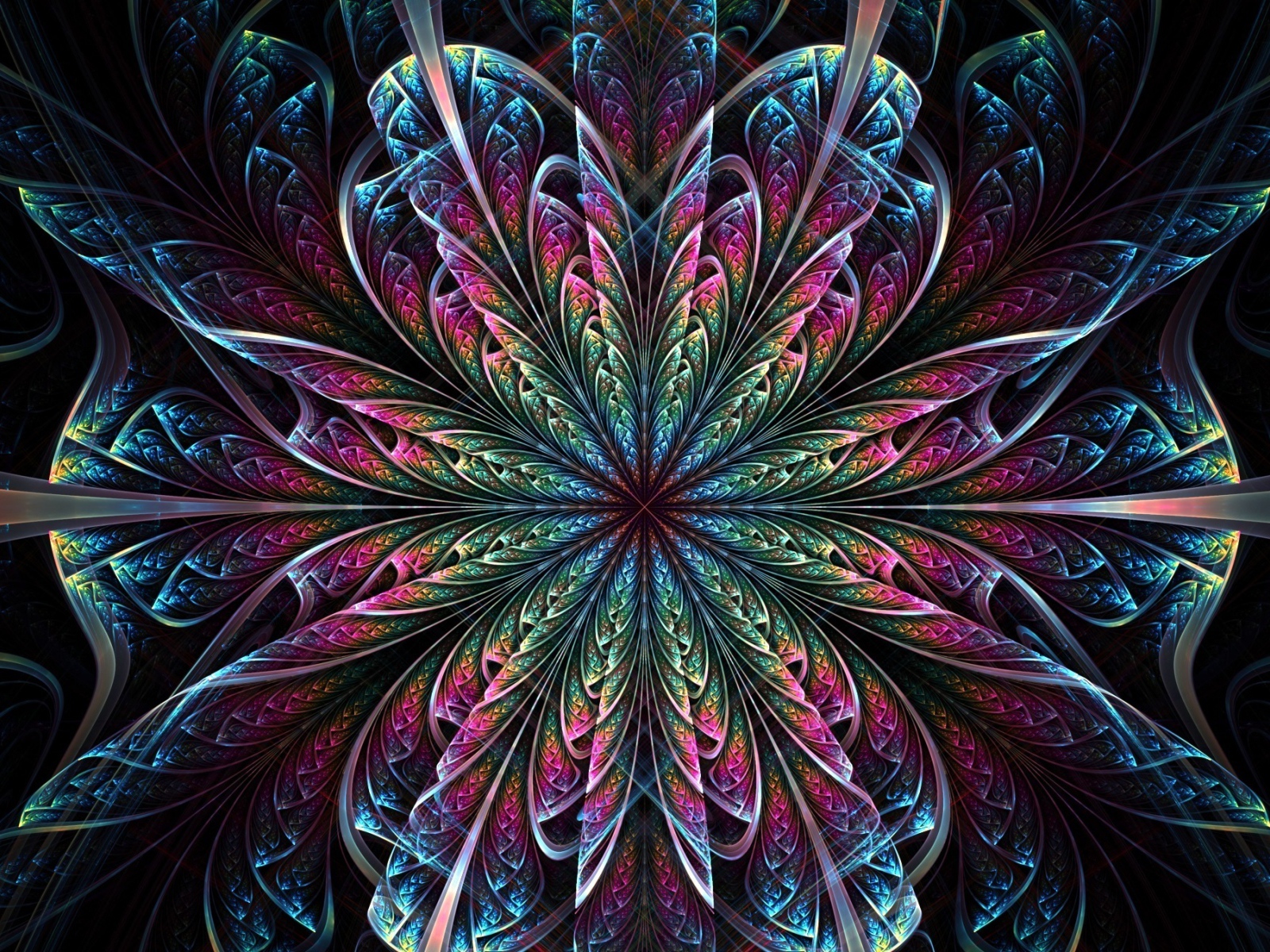 Красивый фрактальный волнистый цветок 