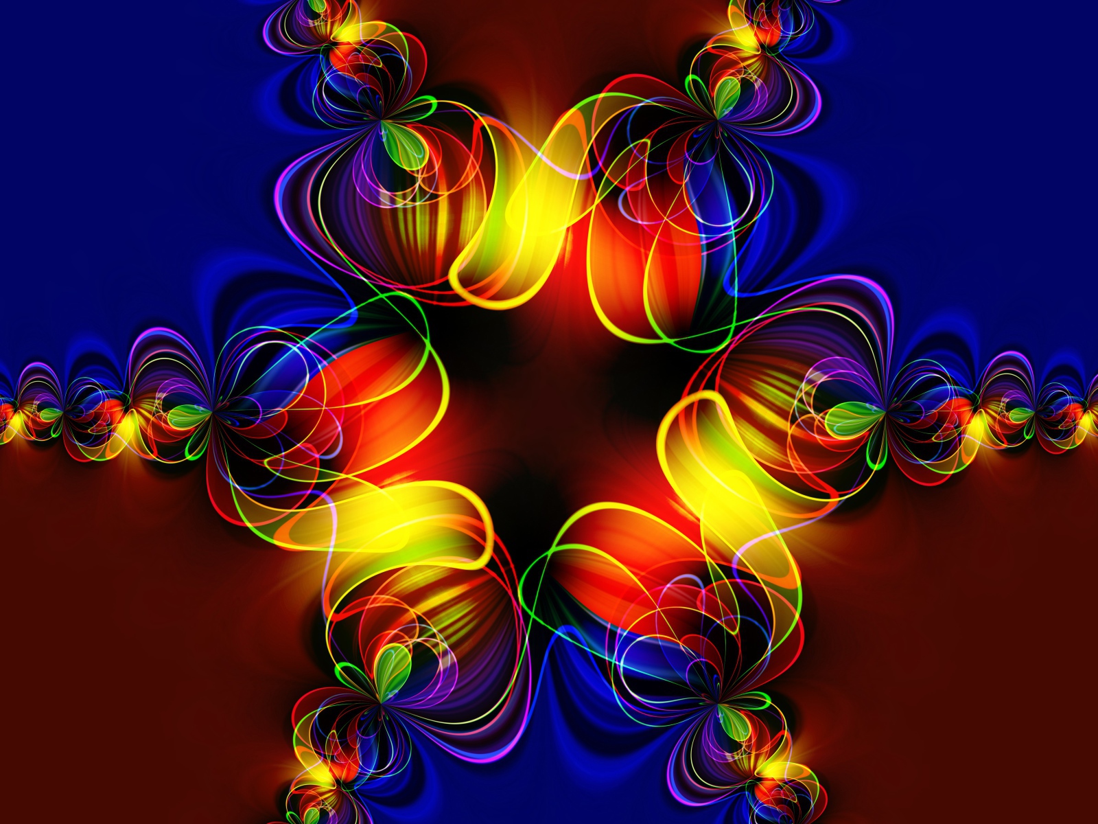 Красивый разноцветный симметричный цветок